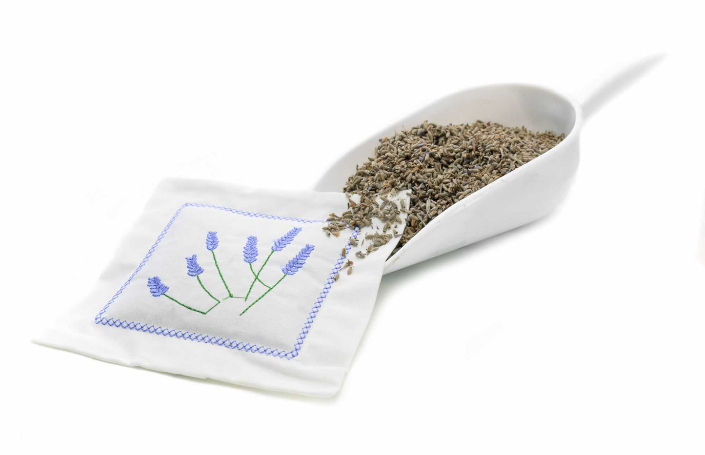 Handbesticktes Lavendelkissen – waschbar und wiederverwendbar