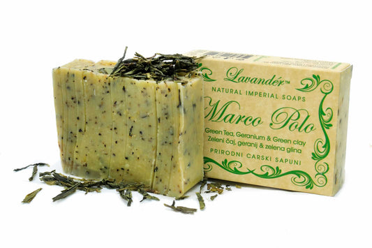Soap with green clay, geranium and Marco Polo green tea