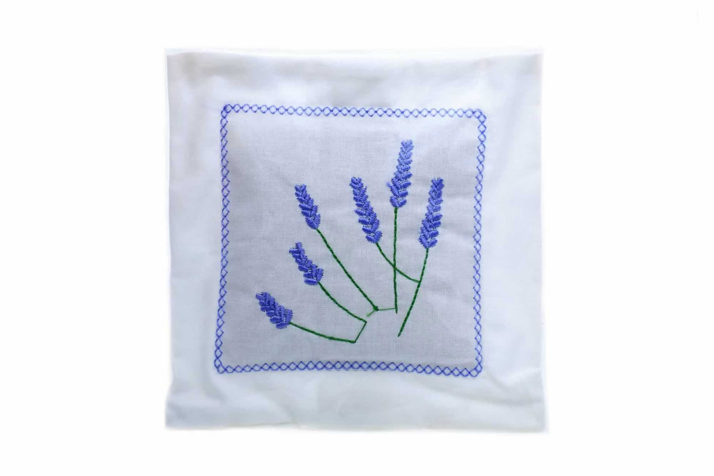 Hand-embroidered lavender pillow - washable and reusable